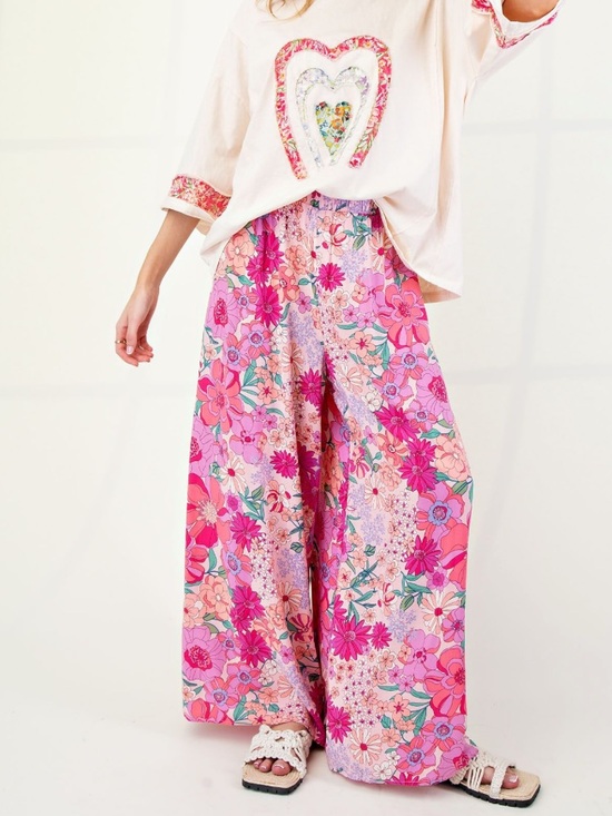 easel Pants - Easel PRINTED RAYON CHALLIS PALAZZO PANTS
